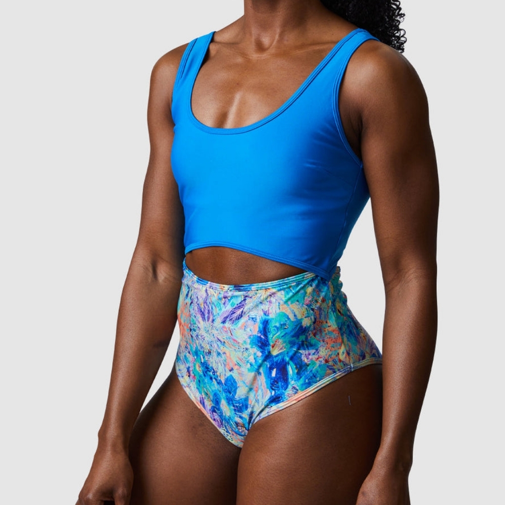 NWT BORN PRIMITIVE Riptide One Piece Monokini, Iridescent Iris Blue, Size XS